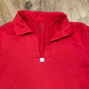 A/X Armani Exchange women’s red small collared v neck top shirt tomato girl